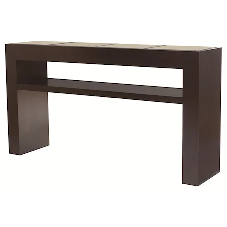 Sofa Console Table with Glass Top and Shelf